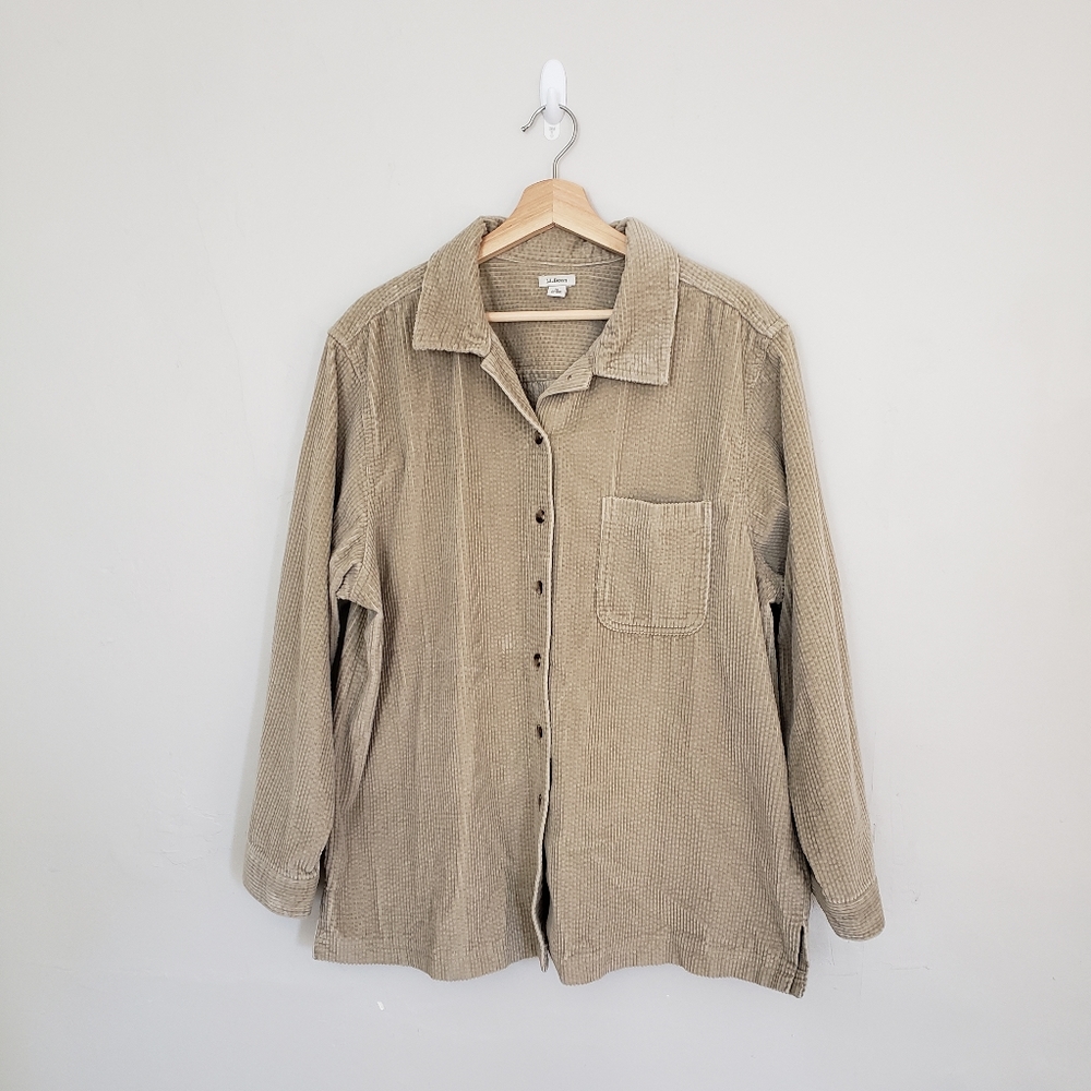 L.L.Bean nude corduroy button up women's size XL